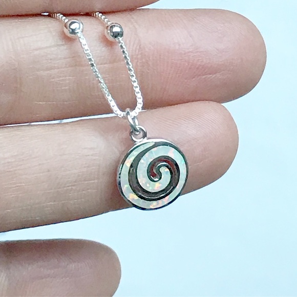 Sterling Silver Opal Swirl Anklet - Picture 6 of 8